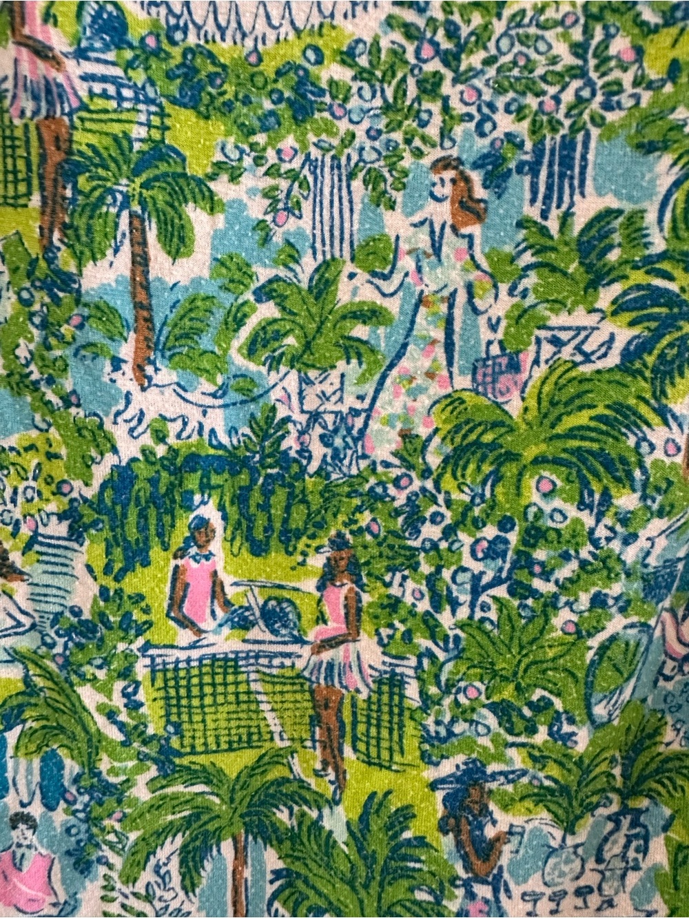 Lilly Pulitzer Damalia Knit Tropical Two-Piece Pajamas in Green and Blue, XXL - Picture 10 of 11